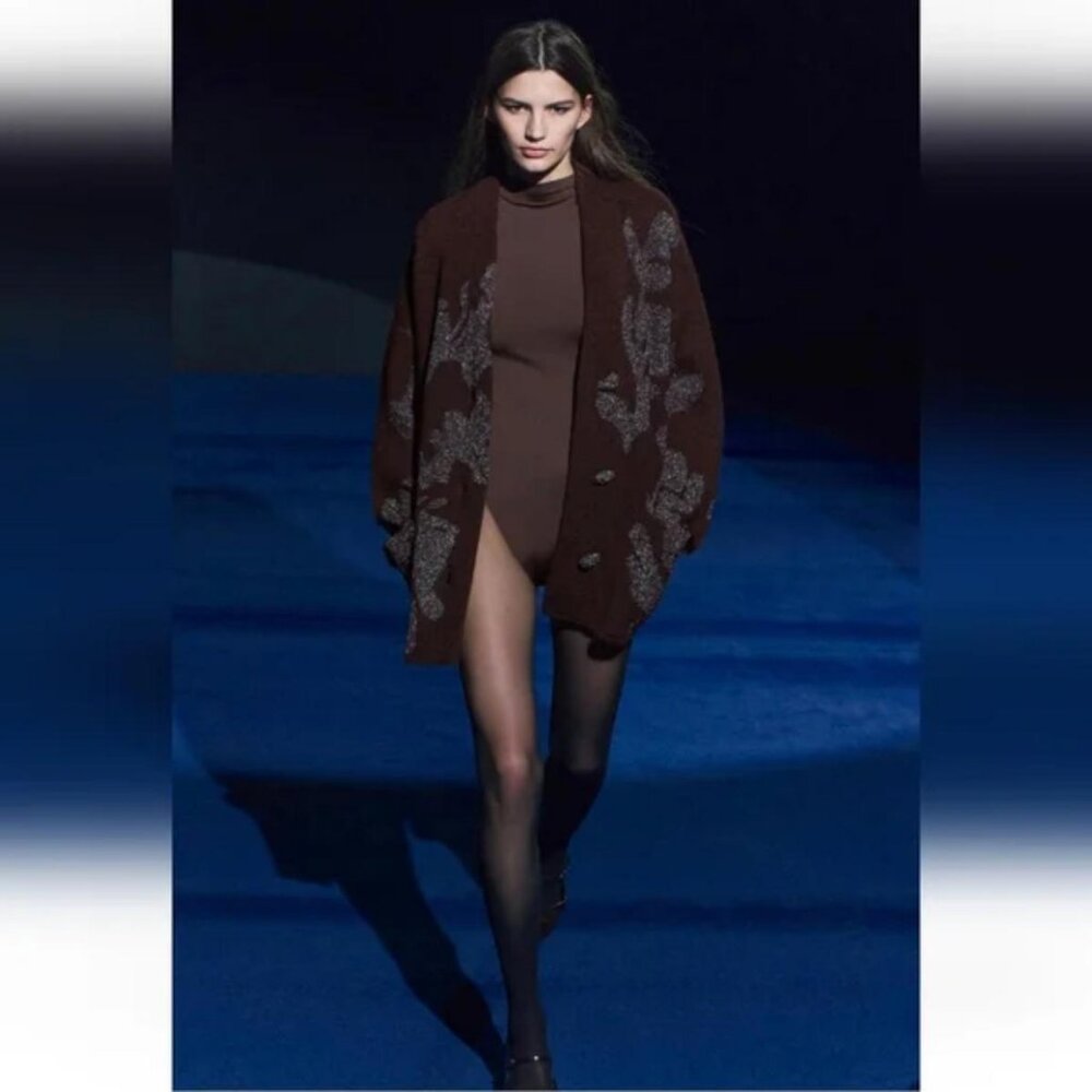 ZARA KNIT COAT WITH METALLIC THREAD - Picture 3 of 9